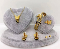 Stainless steel jewelry Necklace Earrings bracelet ring set Wholesale