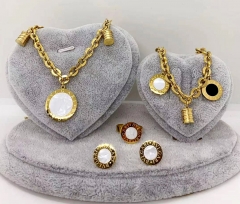 Stainless steel jewelry Necklace Earrings bracelet ring set Wholesale