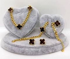 Stainless steel jewelry Necklace Earrings bracelet ring set Wholesale