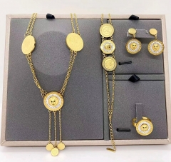 Stainless steel jewelry Necklace Earrings bracelet ring set Wholesale