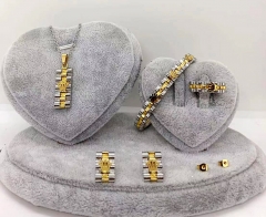 Stainless steel jewelry Necklace Earrings bracelet ring set Wholesale