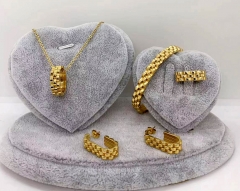 Stainless steel jewelry Necklace Earrings bracelet ring set Wholesale
