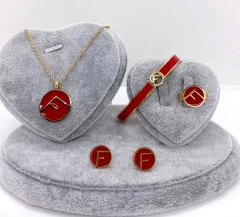 Stainless steel jewelry Necklace Earrings bracelet ring set Wholesale