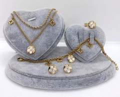 Stainless steel jewelry Necklace Earrings bracelet ring set Wholesale