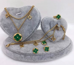 Stainless steel jewelry Necklace Earrings bracelet ring set Wholesale