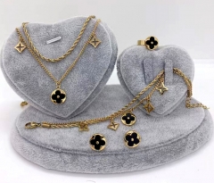 Stainless steel jewelry Necklace Earrings bracelet ring set Wholesale