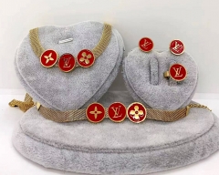 Stainless steel jewelry Necklace Earrings bracelet ring set Wholesale