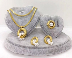 Stainless steel jewelry Necklace Earrings bracelet ring set Wholesale