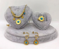 Stainless steel jewelry Necklace Earrings bracelet ring set Wholesale