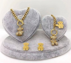 Stainless steel jewelry Necklace Earrings bracelet ring set Wholesale