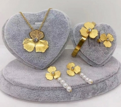 Stainless steel jewelry Necklace Earrings bracelet ring set Wholesale
