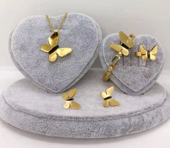 Stainless steel jewelry Necklace Earrings bracelet ring set Wholesale