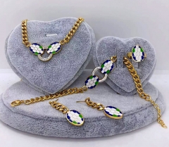 Stainless steel jewelry Necklace Earrings bracelet ring set Wholesale
