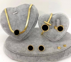 Stainless steel jewelry Necklace Earrings bracelet ring set Wholesale