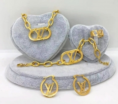 Stainless steel jewelry Necklace Earrings bracelet ring set Wholesale