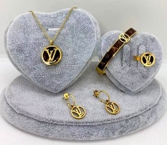 Stainless steel jewelry Necklace Earrings bracelet ring set Wholesale