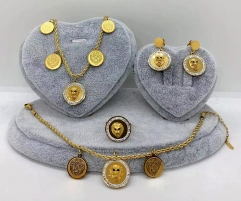 Stainless steel jewelry Necklace Earrings bracelet ring set Wholesale
