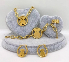 Stainless steel jewelry Necklace Earrings bracelet ring set Wholesale