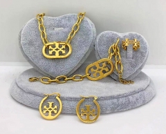 Stainless steel jewelry Necklace Earrings bracelet ring set Wholesale