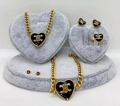 Stainless steel jewelry Necklace Earrings bracelet ring set Wholesale