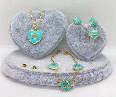 Stainless steel jewelry Necklace Earrings bracelet ring set Wholesale