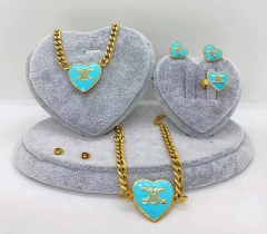 Stainless steel jewelry Necklace Earrings bracelet ring set Wholesale