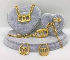 Stainless steel jewelry Necklace Earrings bracelet ring set Wholesale
