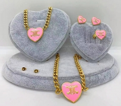 Stainless steel jewelry Necklace Earrings bracelet ring set Wholesale