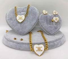 Stainless steel jewelry Necklace Earrings bracelet ring set Wholesale
