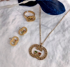Stainless steel jewelry Necklace Earrings Ring set Wholesale