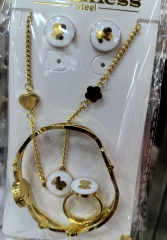 Stainless steel jewelry Necklace Earrings Ring bracelet set Wholesale