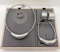 Stainless steel jewelry Necklace Earrings Ring bracelet set Wholesale