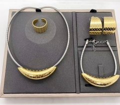 Stainless steel jewelry Necklace Earrings Ring bracelet set Wholesale