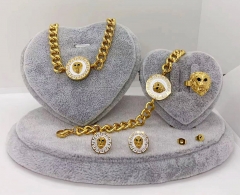 Stainless steel jewelry Necklace Earrings Ring bracelet set Wholesale