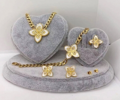 Stainless steel jewelry Necklace Earrings Ring bracelet set Wholesale