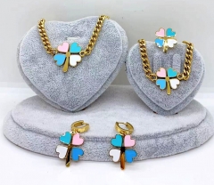 Stainless steel jewelry Necklace Earrings Bracelet ring set Wholesale