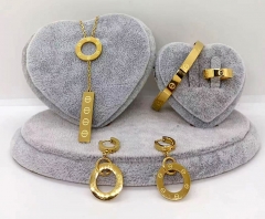 Stainless steel jewelry Necklace Earrings Bracelet ring set Wholesale