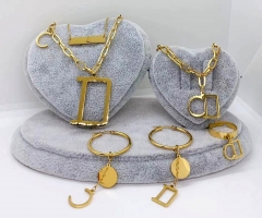 Stainless steel jewelry Necklace Earrings Bracelet ring set Wholesale