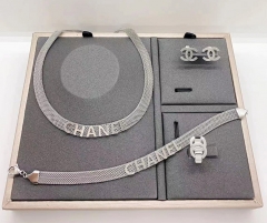 Stainless steel jewelry Necklace Earrings bangle ring set Wholesale