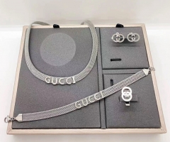 Stainless steel jewelry Necklace Earrings bangle ring set Wholesale