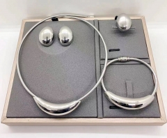 Stainless steel jewelry Necklace Earrings bangle ring set Wholesale