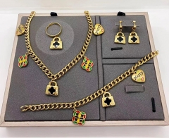 Stainless steel jewelry Necklace Earrings bangle ring set Wholesale