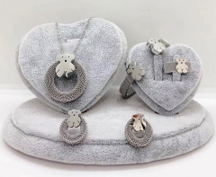 Stainless steel jewelry Necklace Earrings bangle ring set Wholesale