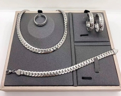 Stainless steel jewelry Necklace Earrings bangle ring set Wholesale