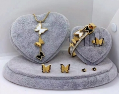 Stainless steel jewelry Necklace Earrings bangle ring set Wholesale