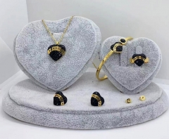 Stainless steel jewelry Necklace Earrings bangle ring set Wholesale