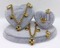 Stainless steel jewelry Necklace Earrings bangle ring set Wholesale