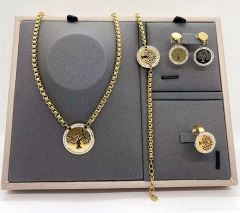 Stainless steel jewelry Necklace Earrings bangle ring set Wholesale