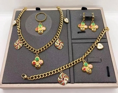 Stainless steel jewelry Necklace Earrings bangle ring set Wholesale