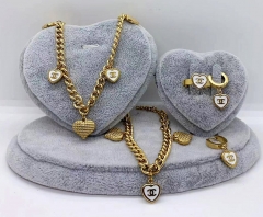 Stainless steel jewelry Necklace Earrings bangle ring set Wholesale